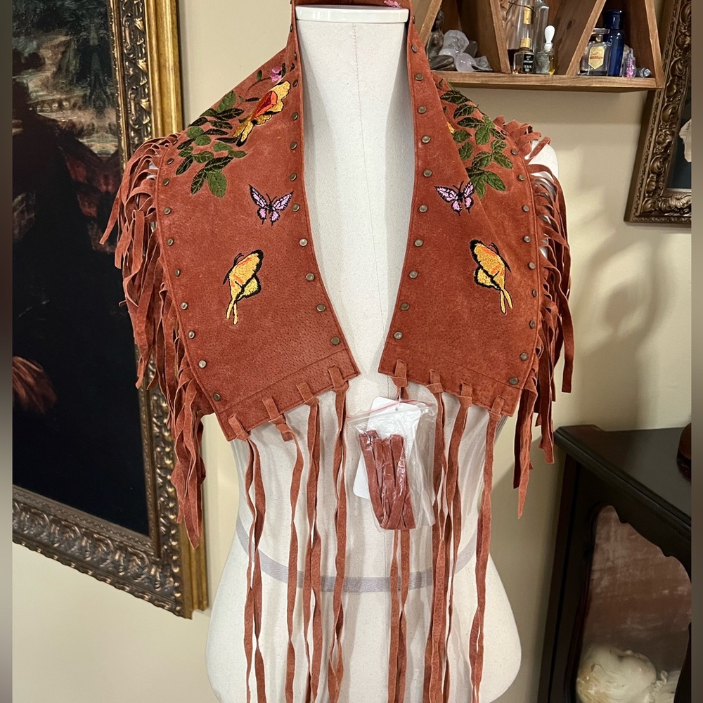 Desire leather Shaw festival wear western wear with butterflies new with tags